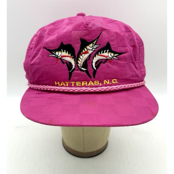 Vintage Satin Cape Hatteras North Carolina Strap Hat Cap Swordfish USA - Picture 1 of 9